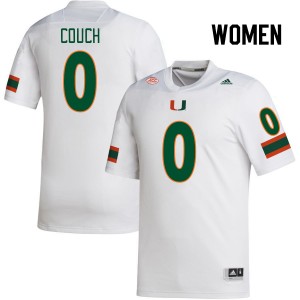 Women Te'Cory Couch White Hurricanes College Football #0 Jersey 542493-601