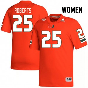 Women Terry Roberts Orange University of Miami College Football #25 Jersey 607891-506