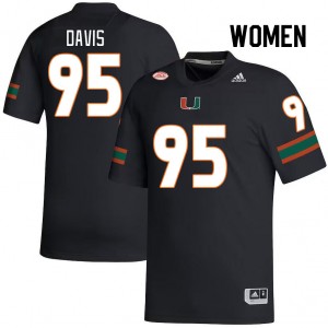 Women Thomas Davis Black Miami College Football #95 Jersey 476390-262