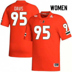 Women Thomas Davis Orange Hurricanes College Football #95 Jersey 515651-293