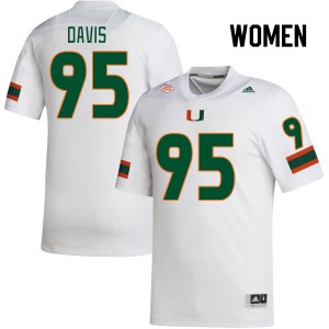 Women Thomas Davis White Miami College Football #95 Jersey 629202-196