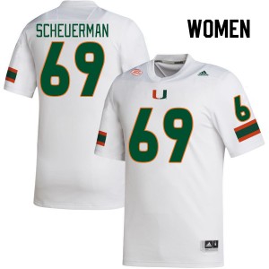 Women Trent Scheuerman White Hurricanes College Football #69 Jersey 980322-652
