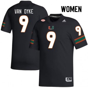 Women Tyler Van Dyke Black Miami College Football #9 Jersey 179235-978