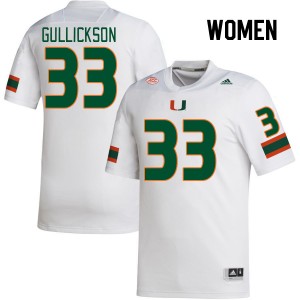 Women Wade Gullickson White Miami College Football #33 Jersey 308078-122