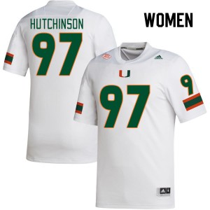 Women Will Hutchinson White Hurricanes College Football #97 Jersey 310671-376
