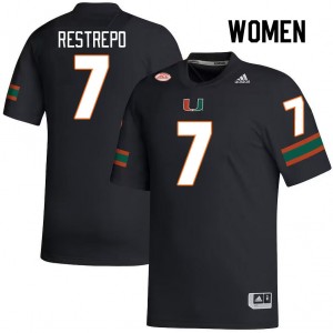 Women Xavier Restrepo Black Miami Hurricanes College Football #7 Jersey 271764-994