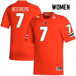 Women Xavier Restrepo Orange Hurricanes College Football #7 Jersey 851990-142
