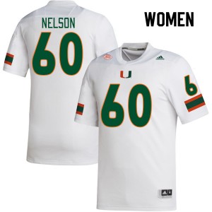 Women Zion Nelson White Miami College Football #60 Jersey 611100-915