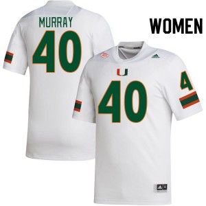 Women Abram Murray White University of Miami College Football #40 Jersey 572282-759
