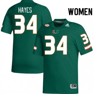 Women Adarius Hayes Green Miami College Football #34 Jersey 200770-715
