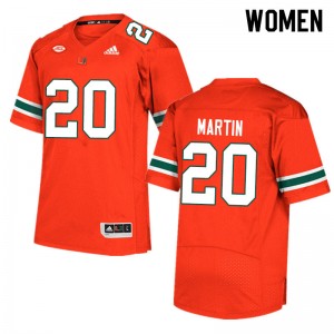 Women Asa Martin Orange University of Miami Adidas Football #20 Jersey 187180-700