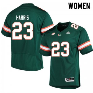 Women Cam'Ron Harris Green University of Miami Adidas Football #23 Jersey 966664-158