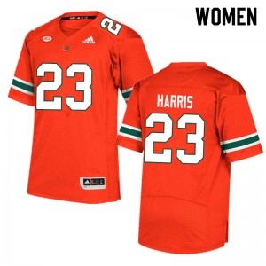 Women Cam'Ron Harris Orange Miami Hurricanes Adidas Football #23 Jersey 920563-698