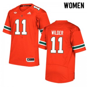 Women De'Andre Wilder Orange Miami Adidas Football #11 Jersey 220856-703