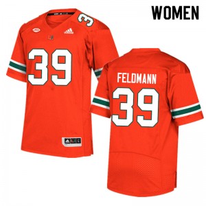 Women Gannon Feldmann Orange Miami Adidas Football #39 Jersey 692324-287