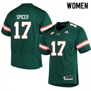 Women Jack Spicer Green Miami Adidas Football #17 Jersey 945912-383