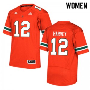 Women Jahfari Harvey Orange Miami Adidas Football #12 Jersey 833278-784