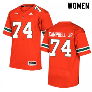Women John Campbell Jr. Orange Miami Hurricanes Adidas Football #74 Jersey 656974-874