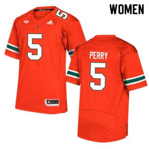 Women N'Kosi Perry Orange University of Miami Adidas Football #5 Jersey 548705-884