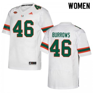 Women Suleman Burrows White Miami Hurricanes Adidas Football #46 Jersey 427714-178