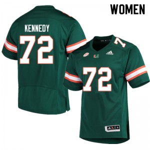 Women Tommy Kennedy Green Hurricanes Adidas Football #72 Jersey 430905-664