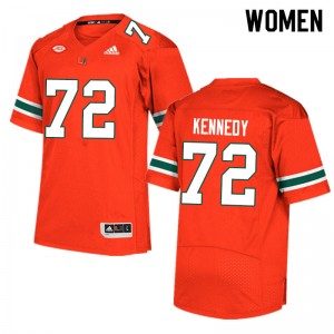 Women Tommy Kennedy Orange Miami Adidas Football #72 Jersey 621714-452