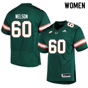 Women Zion Nelson Green Hurricanes Adidas Football #60 Jersey 150652-914