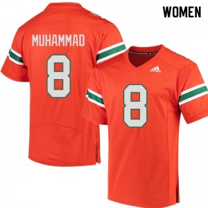Women Al-Quadin Muhammad Orange Miami College Football #8 Jersey 937793-333