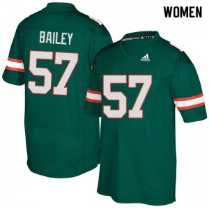 Women Allen Bailey Green Hurricanes College Football #57 Jersey 391087-877