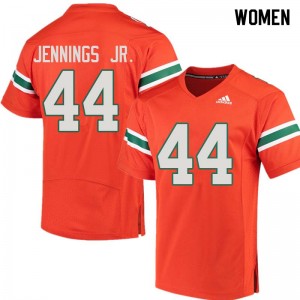 Women Bradley Jennings Jr. Orange Miami College Football #44 Jersey 884668-209