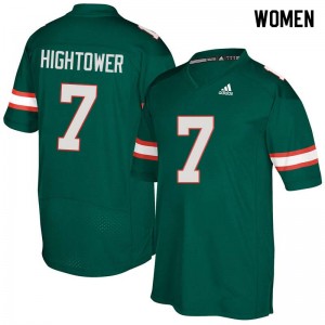 Women Brian Hightower Green Miami College Football #7 Jersey 890332-837