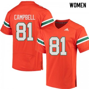 Women Calais Campbell Orange University of Miami College Football #81 Jersey 326217-378