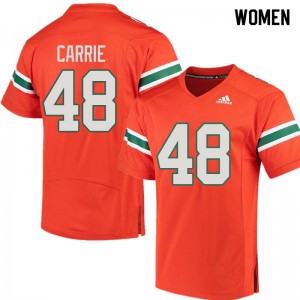 Women Calvin Carrie Orange Hurricanes College Football #48 Jersey 642461-215