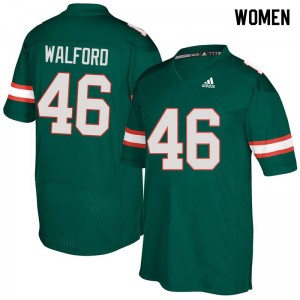Women Clive Walford Green Miami Hurricanes College Football #46 Jersey 969790-263