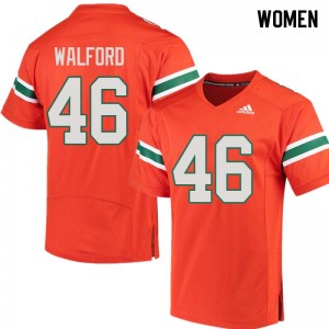 Women Clive Walford Orange Miami College Football #46 Jersey 594877-464