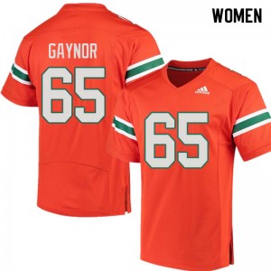 Women Corey Gaynor Orange Miami Hurricanes College Football #65 Jersey 243357-406