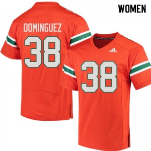 Women Danny Dominguez Orange University of Miami College Football #38 Jersey 907827-700