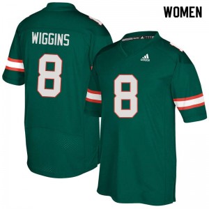 Women Daquris Wiggins Green Hurricanes College Football #8 Jersey 704300-540