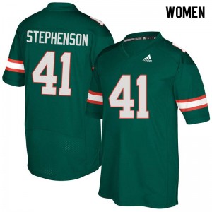 Women Darian Stephenson Green University of Miami College Football #41 Jersey 628156-241