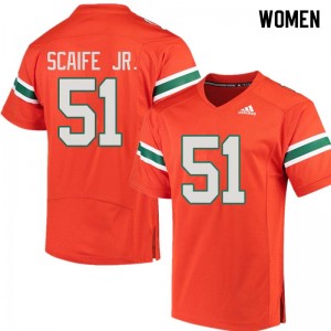 Women Delone Scaife Jr. Orange Miami College Football #51 Jersey 252176-455
