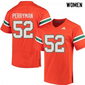 Women Denzel Perryman Orange University of Miami College Football #52 Jersey 974386-568