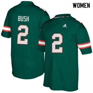 Women Deon Bush Green Miami Hurricanes College Football #2 Jersey 628129-670