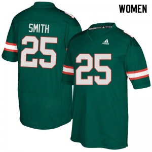 Women Derrick Smith Green Hurricanes College Football #25 Jersey 867847-798