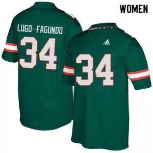Women Elias Lugo-Fagundo Green Miami College Football #34 Jersey 224357-558
