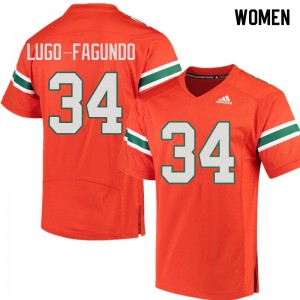 Women Elias Lugo-Fagundo Orange Miami Hurricanes College Football #34 Jersey 548873-722