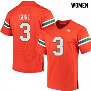 Women Frank Gore Orange Miami College Football #3 Jersey 951346-533