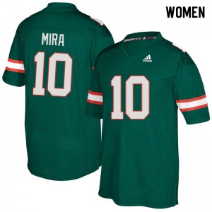 Women George Mira Green Hurricanes College Football #10 Jersey 273588-419