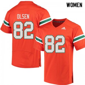 Women Greg Olsen Orange Miami College Football #82 Jersey 459089-221