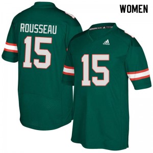 Women Gregory Rousseau Green Miami College Football #15 Jersey 760438-502