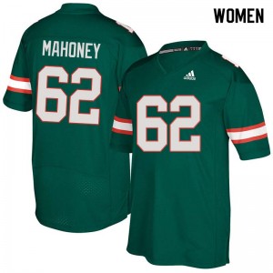 Women Hayden Mahoney Green Hurricanes College Football #62 Jersey 234836-546